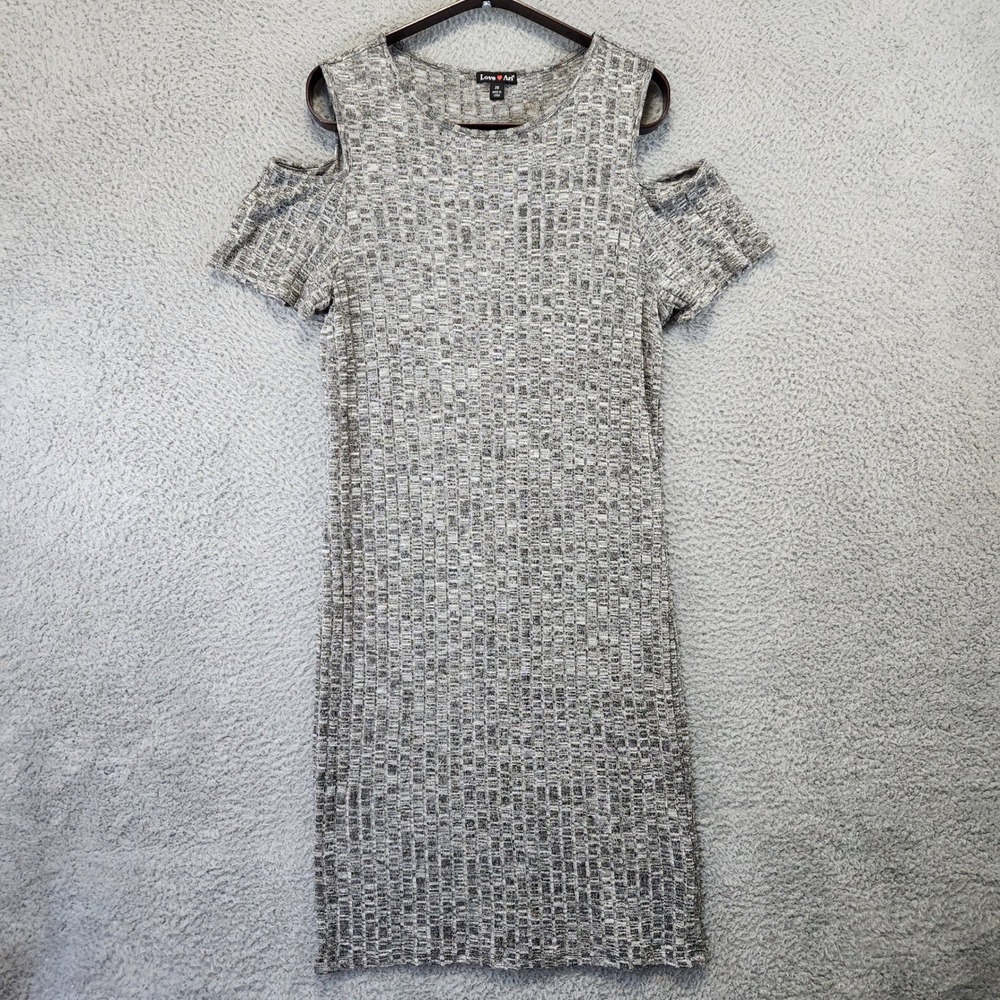 Love Ari Cold Shoulder Dress Heather Gray Womens Size 2X Casual Feminine
